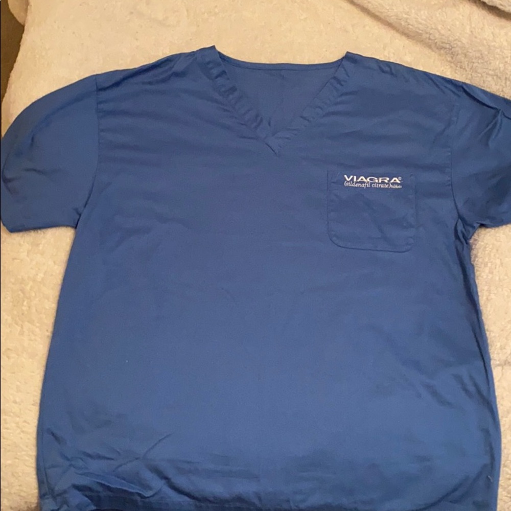 Scrub top blue with Front pocket